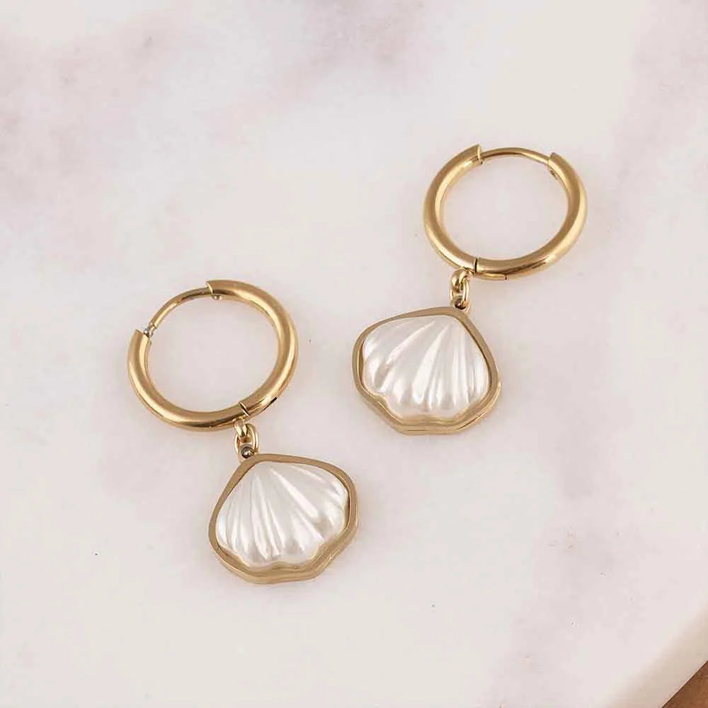 Golden Shell Dangle Earrings