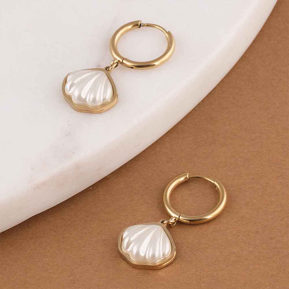Golden Shell Dangle Earrings