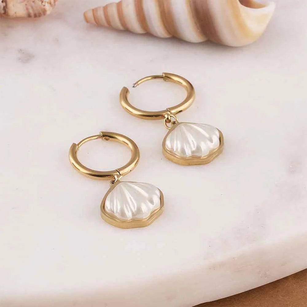 Golden Shell Dangle Earrings