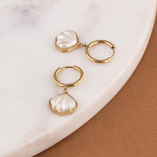 Golden Shell Dangle Earrings